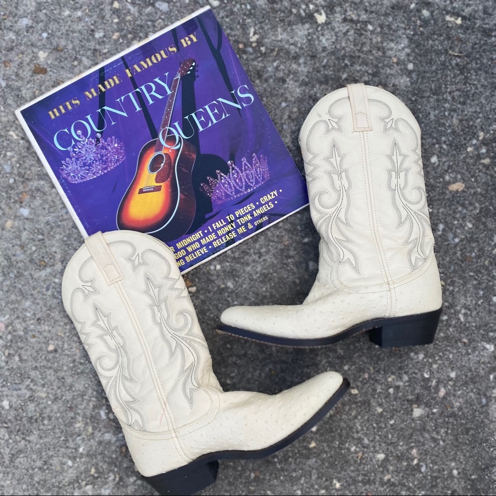 White Leather Western Cowboy Boots